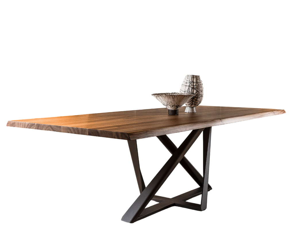Millennium 98" Table with Solid Walnut Natural Edge Top and Anthracite Metal Base