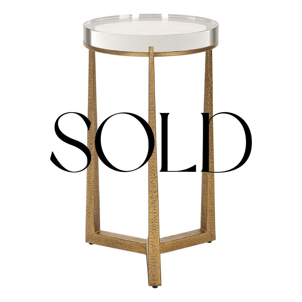 SOLD - Midas Round Accent Table, Gold