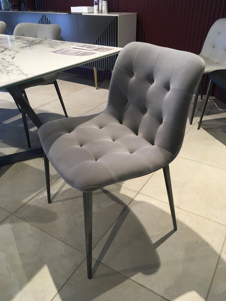 Kuga Chair in Light Grey Velvet with Natural Silver Legs