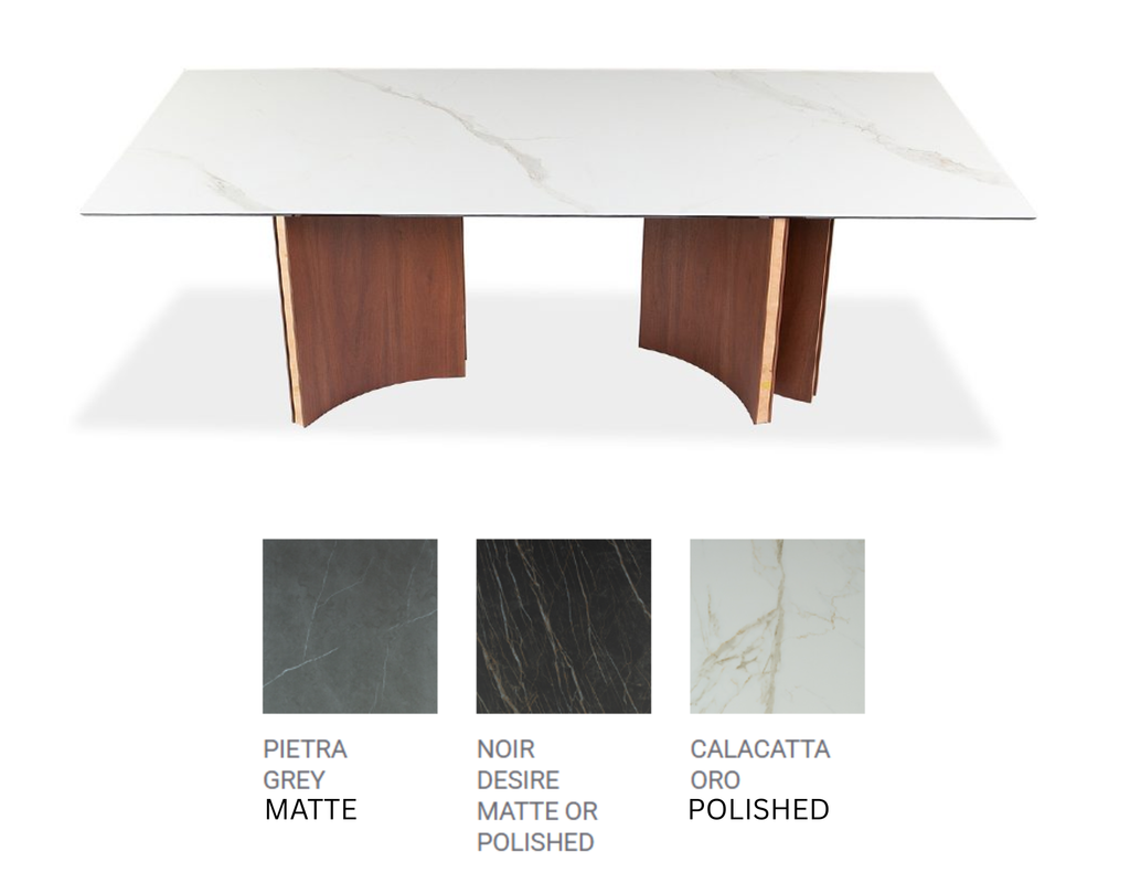 ANDREW Dining Table with Rectangular Ceramic Top + 4 TOP OPTIONS + 3 SIZES + 2 BASE OPTIONS (CI)