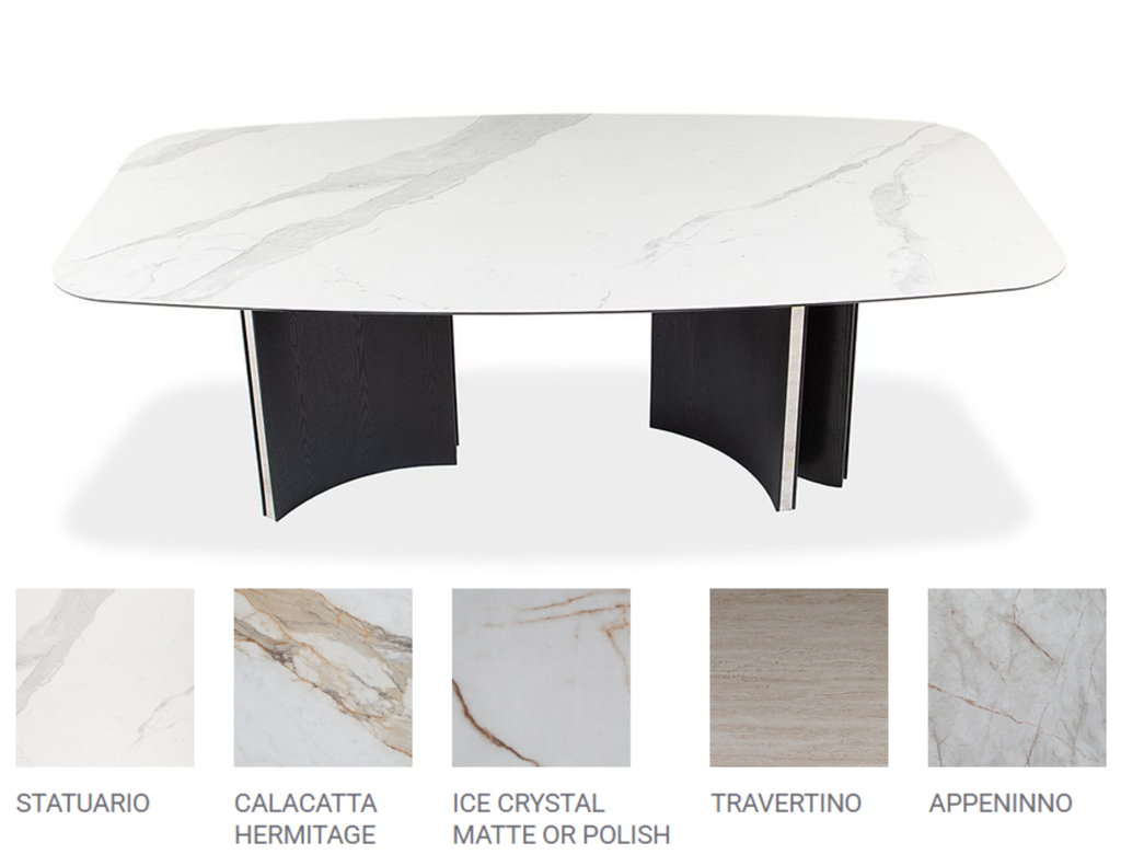 ANDREW Dining Table with Contour Ceramic Top + 6 TOP OPTIONS + 3 SIZES + 2 BASE OPTIONS (CI)