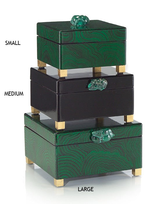 Malachite Lacquered Box with Stone - Small