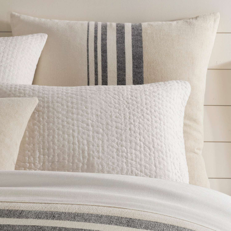 Linen Chenille Stripe Sham Neutral - Standard