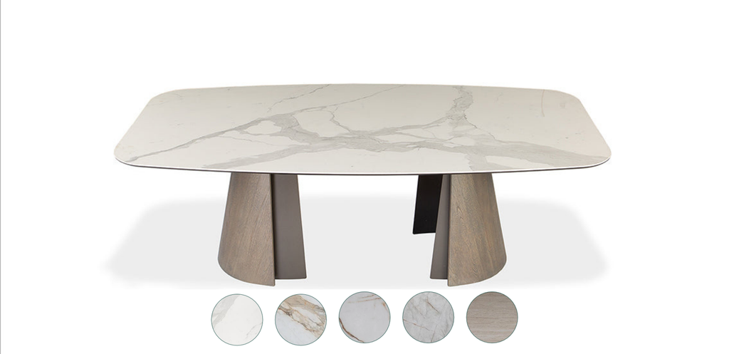 BRANDON Dining Table WITH Contour Ceramic Top - AVAILABLE in Multiple Top Options + Sizes (CI)