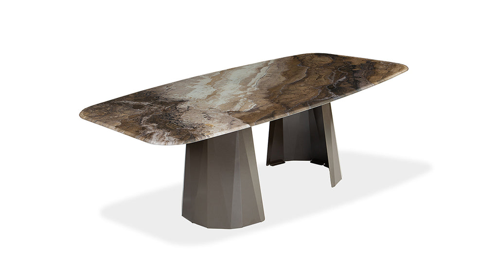 Printed Glass Top with Contour Edge in Stone Illusion Beige