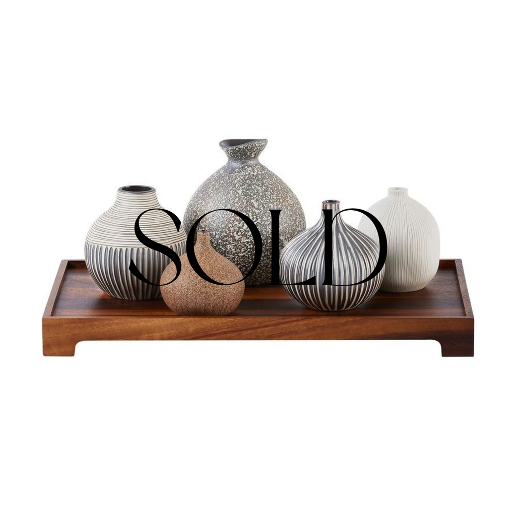 SOLD - Nestling Vases Coffee - Set of 5 with Tray