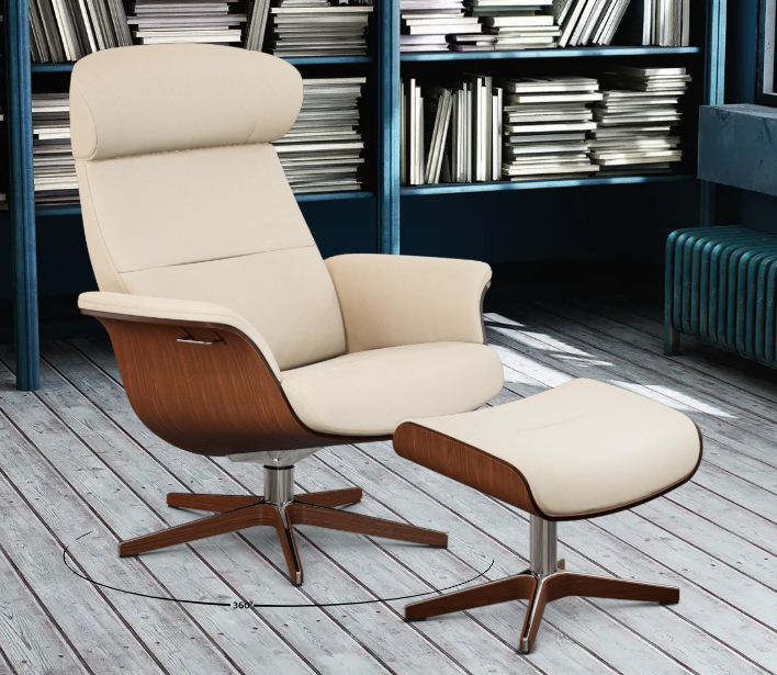 SPECIAL PROMOTION - Timeout Reclining Chair + Footstool in Cortina Sand - QUICK SHIP (CI)