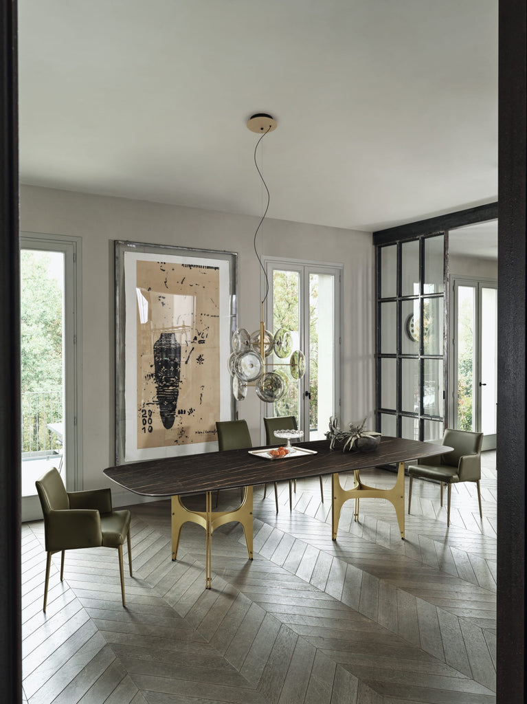 SPARK PENDANT in Natural Brass with Smoke Grey Glass