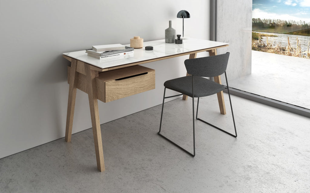Howard Birch - 60" 1 Drawer Desk with Lacquered Glass Top - Available in Different Finishes (CI)