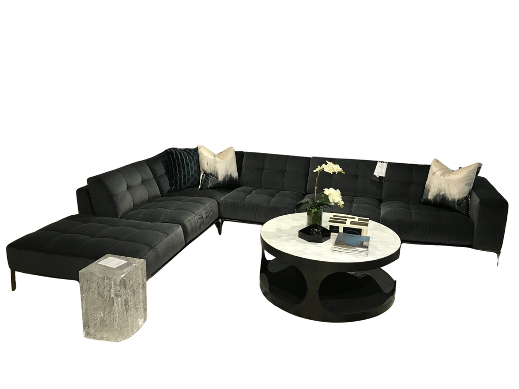 Barcelona Sectional In Fabric Haze Charcoal