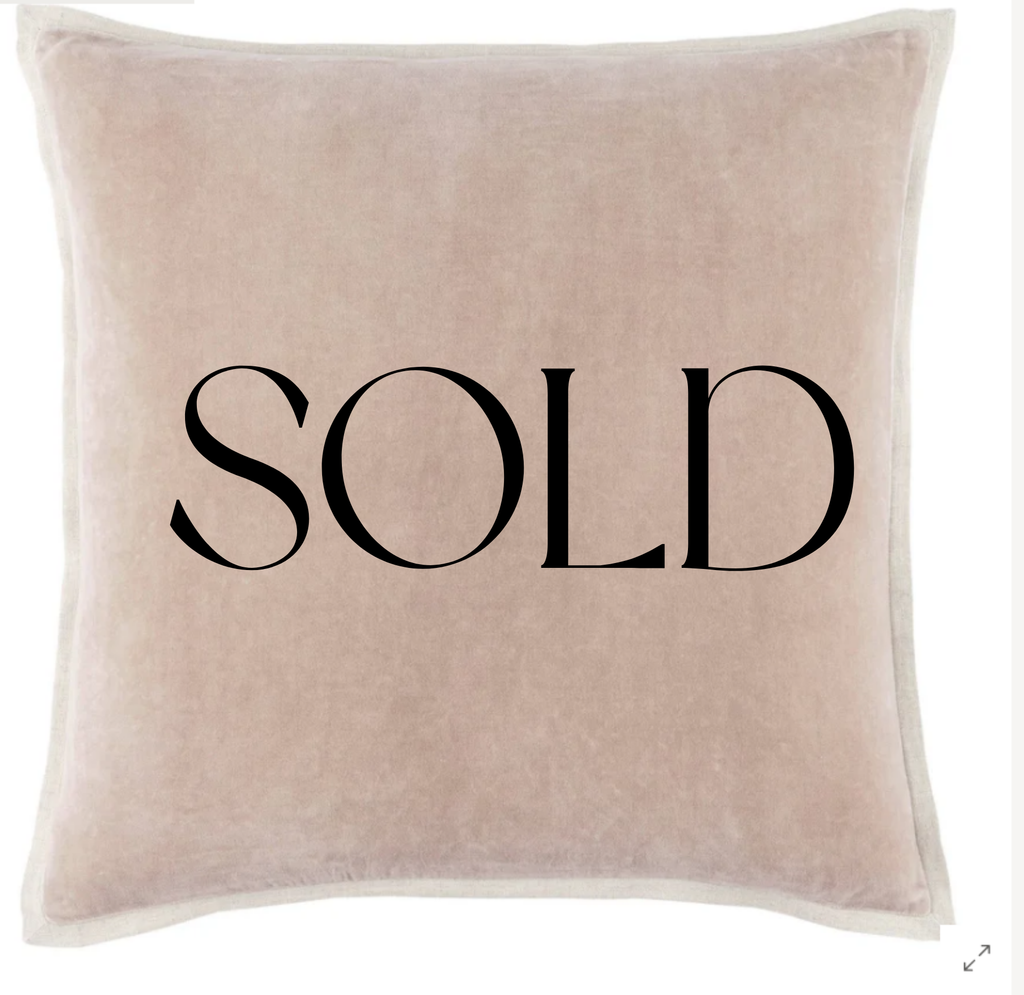 SOLD - Gehry Velvet/Linen Stone Accent Pillow - 22"x22"