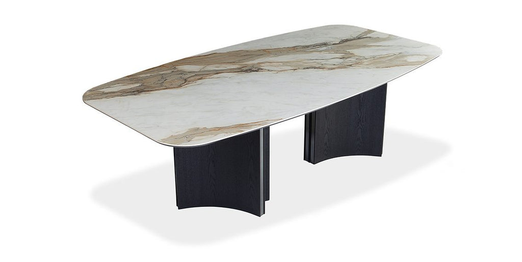 ANDREW Dining Table with Contour Ceramic Top - 6 TOP OPTIONS + 3 SIZES + 2 BASE OPTIONS (CI) (Copy)
