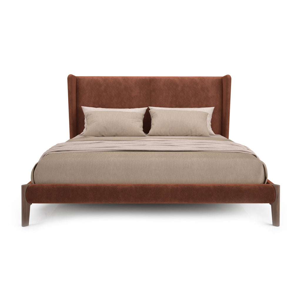 Lewis Upholstered Bed with Ventilated Panel Support + 11 WHITE ASH FINISH OPTIONS + 30 FABRIC OPTIONS (CI)
