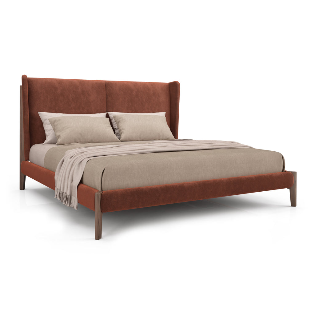 Lewis Upholstered Bed with Ventilated Panel Support + 11 WHITE ASH FINISH OPTIONS + 30 FABRIC OPTIONS (CI)