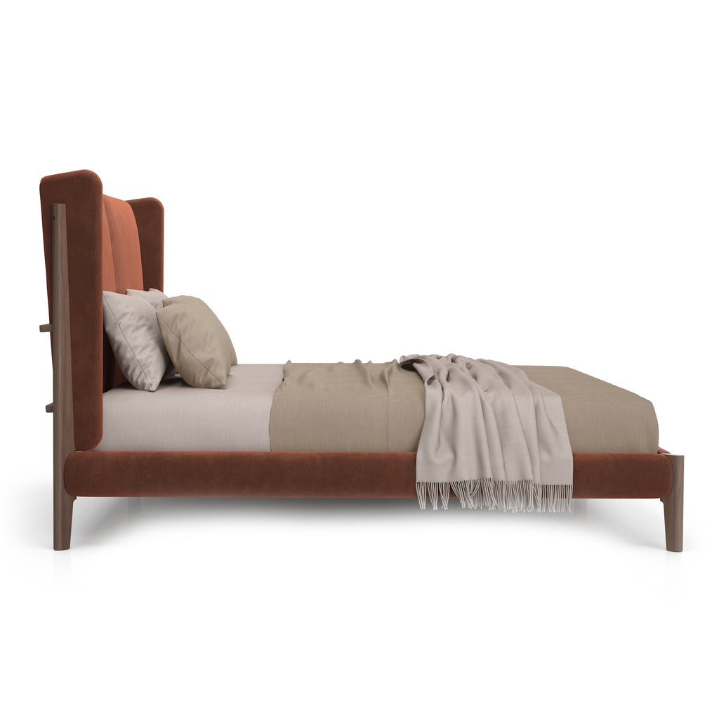 Lewis Upholstered Bed with Ventilated Panel Support + 11 WHITE ASH FINISH OPTIONS + 30 FABRIC OPTIONS (CI)