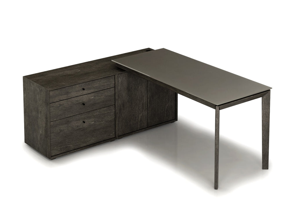 Outline Birch Modular Desk with Lacquered Glass Top (CI)
