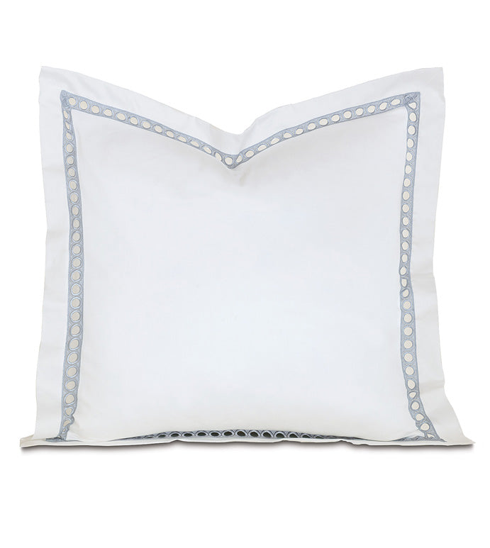 Celine Euro Sham in White with Silver  Cadieux Interiors - Ottawa  Furniture Store