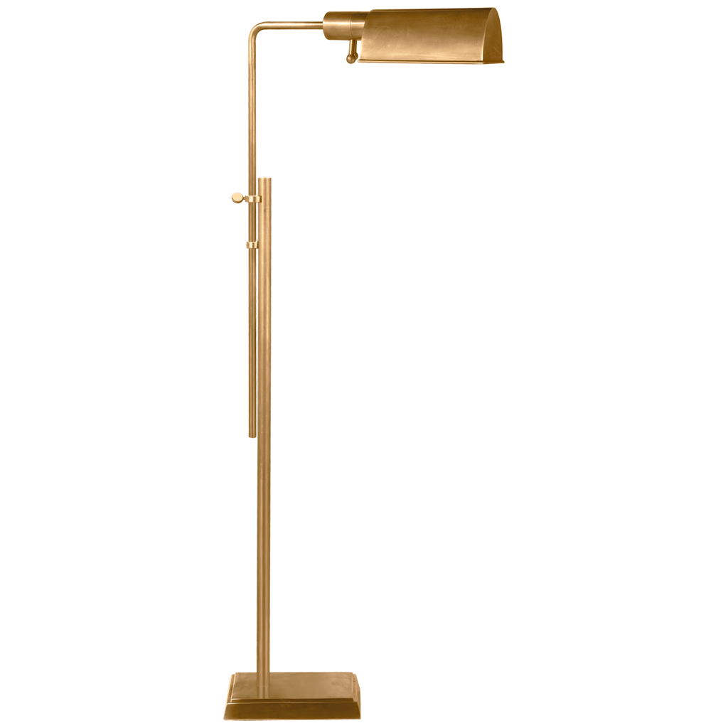 Pask Pharmacy Floor Lamp in Hand-Rubbed Antique Brass - 16.5x37.5-59.5