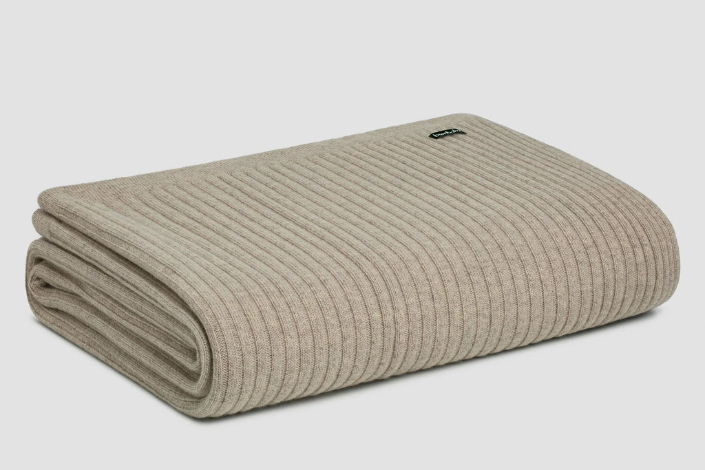 Angora Merino Wool King Blanket Wide Rib Wheat 110 x 90 Cadieux Interiors Ottawa Furniture Store