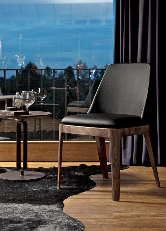 Margot Chair in Anthracite Eco Leather with Walnut Legs