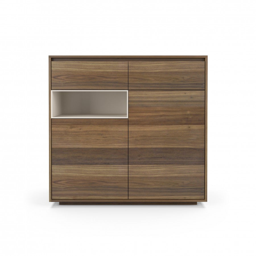 FLY 48" BUFFET/SIDEBOARD IN LIGHT NATURAL WALNUT & CREAM LACQUER