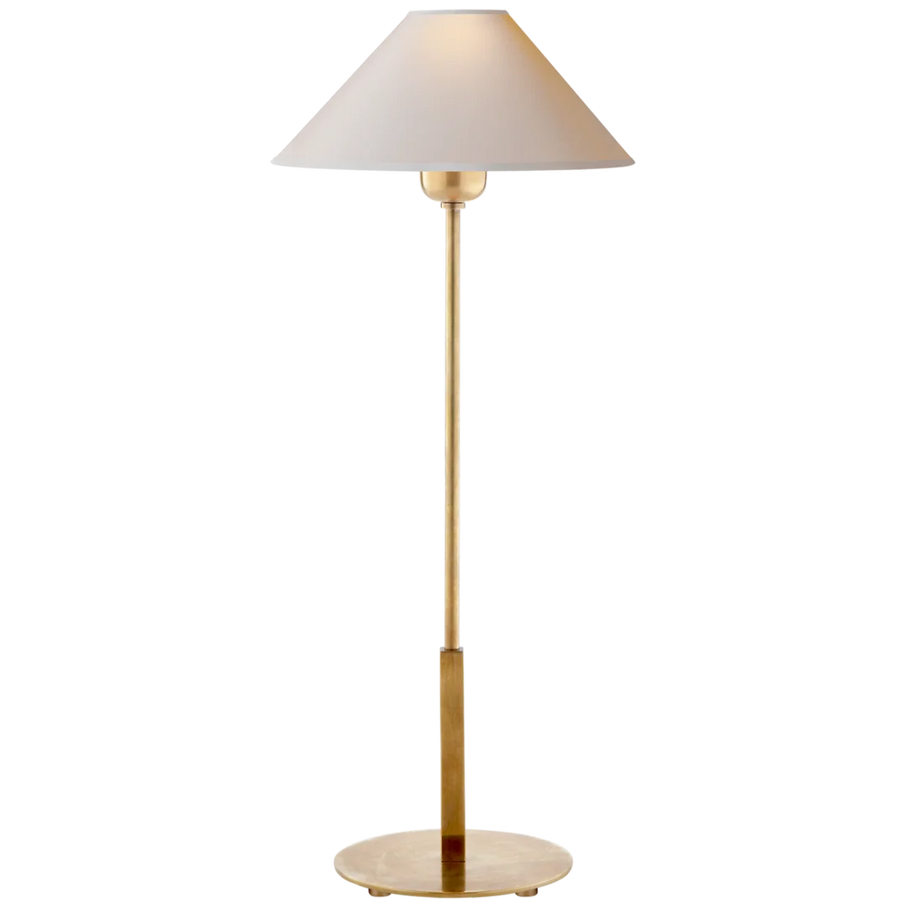 Hackney Table Lamp in Hand-Rubbed Antique Brass with Linen Shade - 23